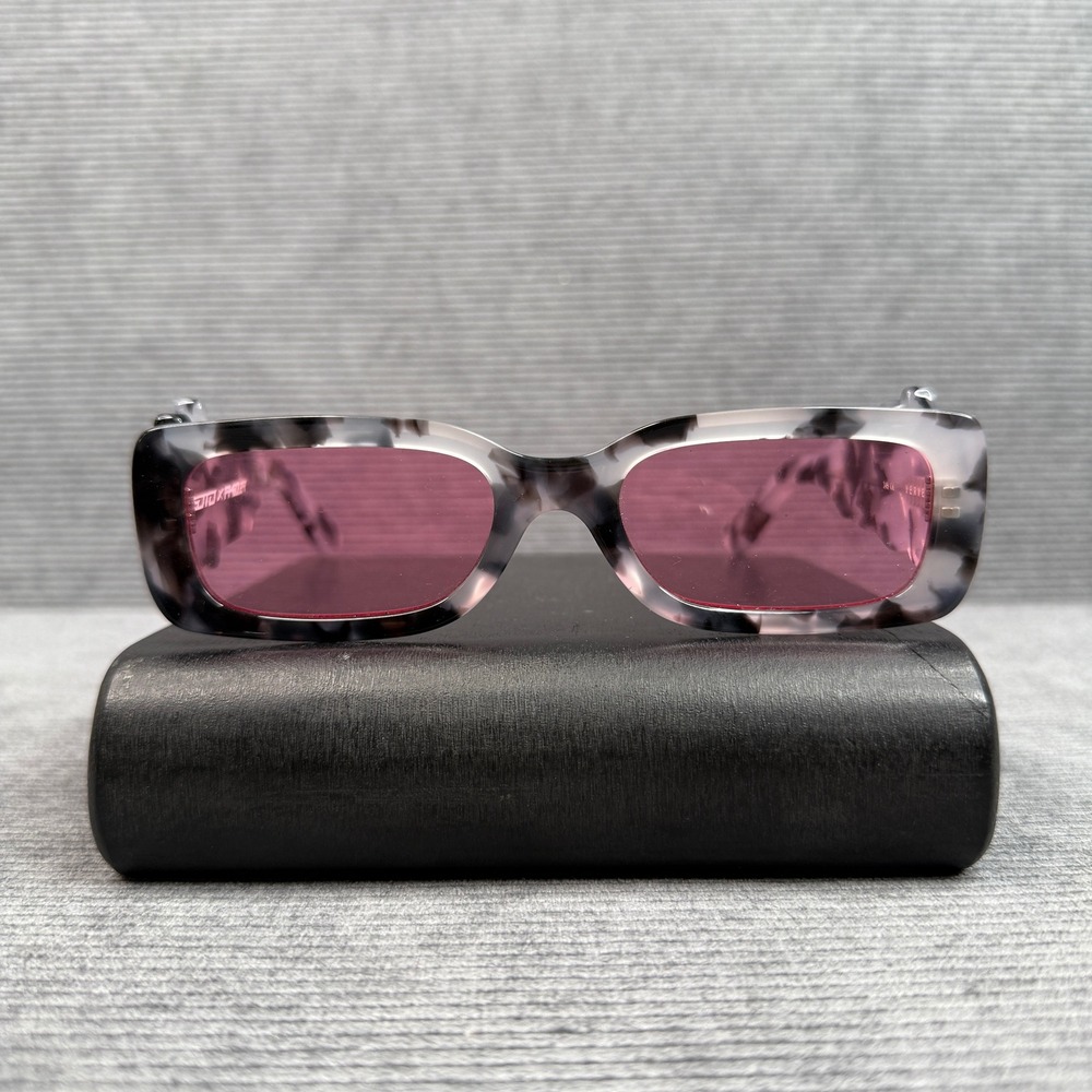 Akila x Soto Verve Y2K Sunglasses Grey Marble Tortoise Pink Lens Rectangular Vtg